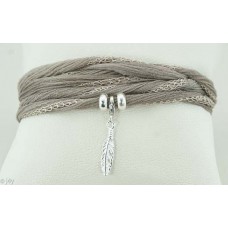 Feather with silk bracelet/necklace 